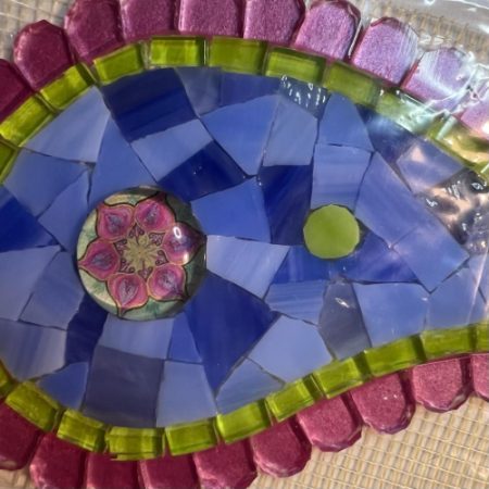 Mosaic Large Pink, Green and Blue Paisley