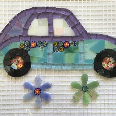 Mosaic Volksie Beetle purple & turquoise